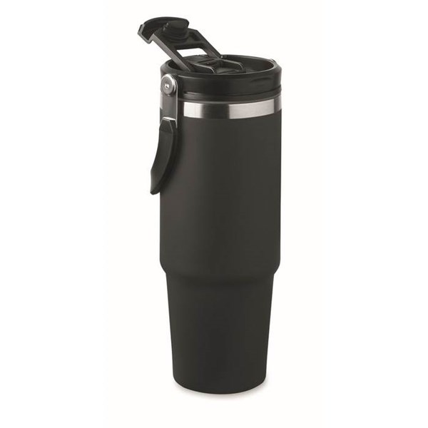 Obrázky: Čierny dvojstenný hrnček 850 ml, vnútorná slamka, Obrázok 2