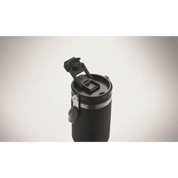 Obrázky: Čierny dvojstenný hrnček 850 ml, vnútorná slamka, Obrázok 3
