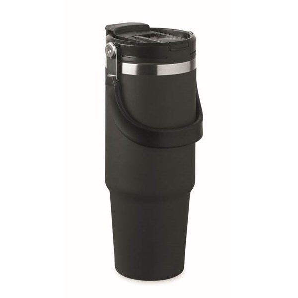 Obrázky: Čierny dvojstenný hrnček 850 ml, vnútorná slamka, Obrázok 4