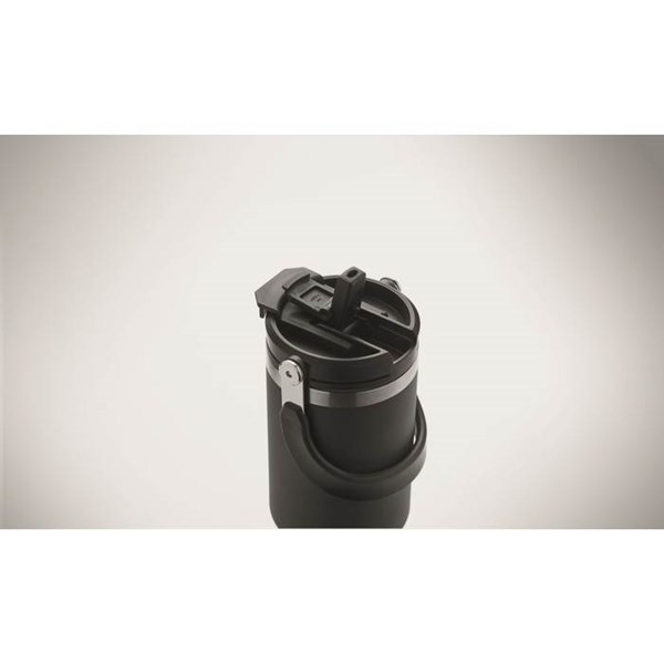 Obrázky: Čierny dvojstenný hrnček 850 ml, vnútorná slamka, Obrázok 5
