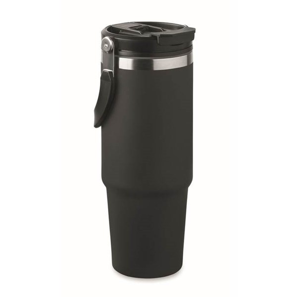 Obrázky: Čierny dvojstenný hrnček 850 ml, vnútorná slamka, Obrázok 6