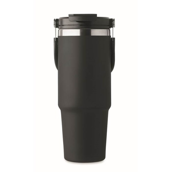 Obrázky: Čierny dvojstenný hrnček 850 ml, vnútorná slamka, Obrázok 8