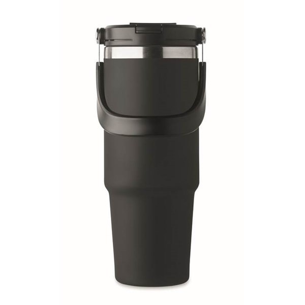 Obrázky: Čierny dvojstenný hrnček 850 ml, vnútorná slamka, Obrázok 9