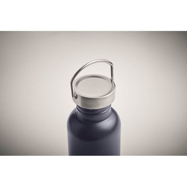 Obrázky: Jednostenná recykl. nerez fľaša 500ml, tm. modrá, Obrázok 2