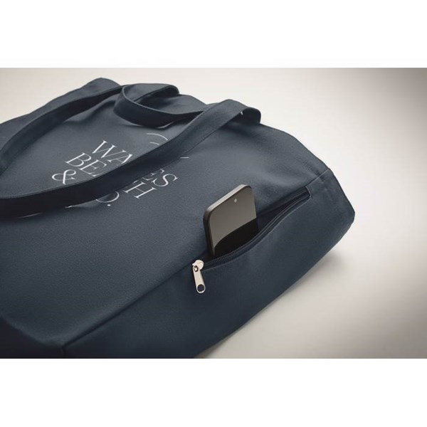 Obrázky: Nákupná/plážová taška z rec. polyBA 380g/m2, modrá, Obrázok 5