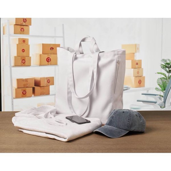 Obrázky: Nákupná/plážová taška z rec. polyBA 380g/m2, biela, Obrázok 6