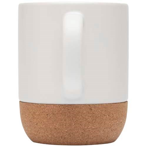 Obrázky: Matný keram. hrnček 300 ml s korkom, biela, Obrázok 2