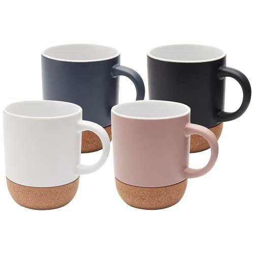 Obrázky: Matný keram. hrnček 300 ml s korkom, biela, Obrázok 4