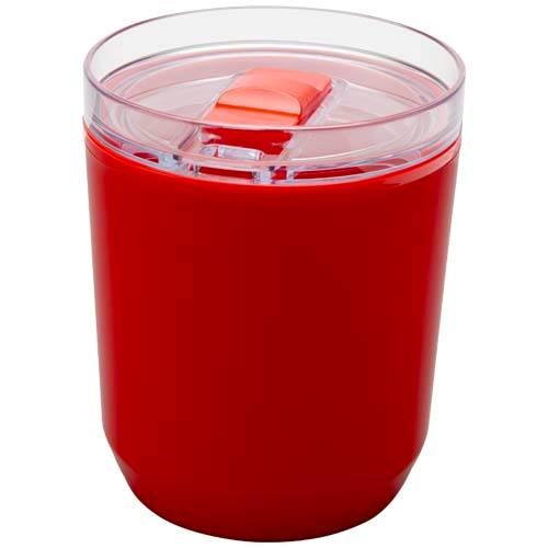 Obrázky: Dvojstenný  hrnček 180ml z recykl. plastu, červená, Obrázok 4
