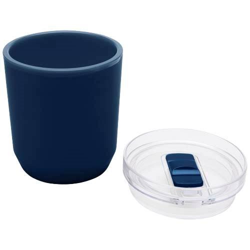 Obrázky: Dvojstenný  hrnček 180ml z recykl.plastu,tm. modrá, Obrázok 3