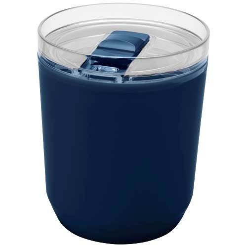 Obrázky: Dvojstenný  hrnček 180ml z recykl.plastu,tm. modrá, Obrázok 4