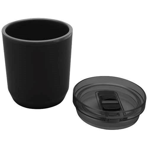 Obrázky: Dvojstenný  hrnček 180ml z recykl. plastu, čierna, Obrázok 3