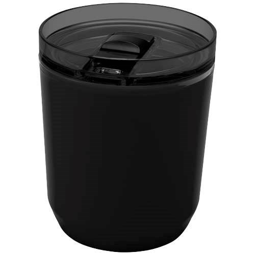 Obrázky: Dvojstenný  hrnček 180ml z recykl. plastu, čierna, Obrázok 4