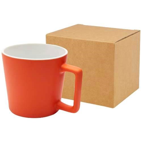 Obrázky: Keramický hrnček 370 ml, matný povrch,oranž./biely