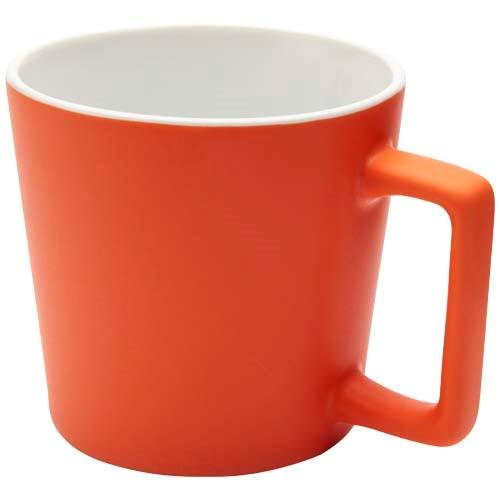 Obrázky: Keramický hrnček 370 ml, matný povrch,oranž./biely, Obrázok 3