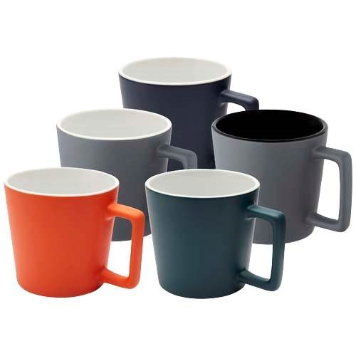 Obrázky: Keramický hrnček 370 ml, matný povrch,oranž./biely, Obrázok 5