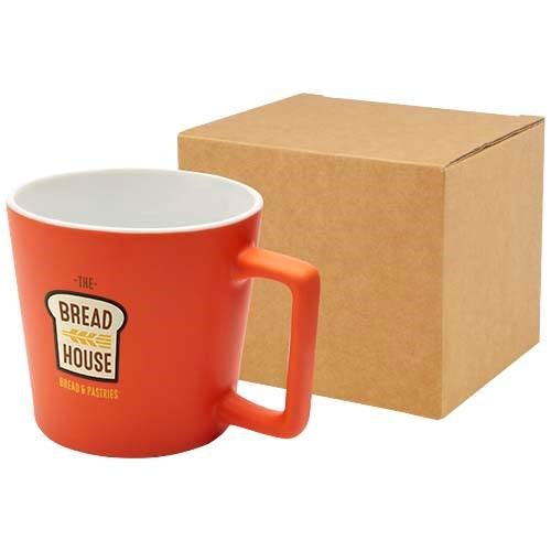 Obrázky: Keramický hrnček 370 ml, matný povrch,oranž./biely, Obrázok 7