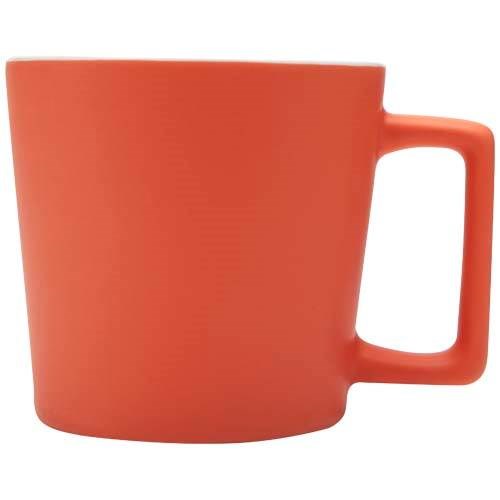 Obrázky: Keramický hrnček 370 ml, matný povrch,oranž./biely, Obrázok 8