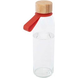 Obrázky: Sklenená fľaša 500ml, silikón. rukoväť, červená