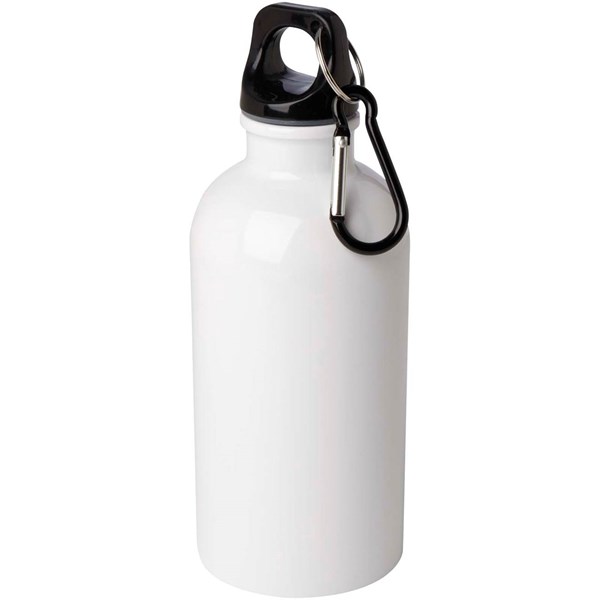 Obrázky: Nerezová  fľaša 400ml s karabínou, biela