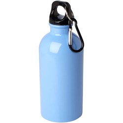 Obrázky: Nerezová  fľaša 400ml s karabínou, sv. modrá
