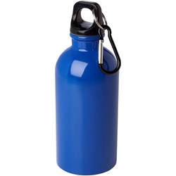 Obrázky: Nerezová  fľaša 400ml s karabínou, modrá