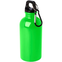 Obrázky: Nerezová  fľaša 400ml s karabínou, sv. zelená