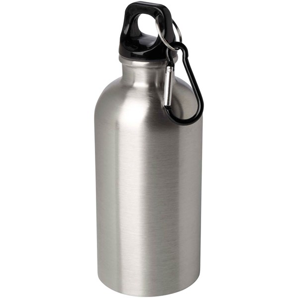 Obrázky: Nerezová  fľaša 400ml s karabínou, strieborná