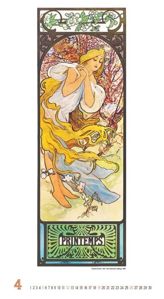 Obrázky: ALFONS MUCHA, nástenný kalendár 330x600 mm, Obrázok 2