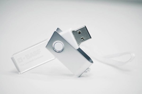 Obrázky: CRYSTAL ROTATE biely USB flash disk 64GB s LED