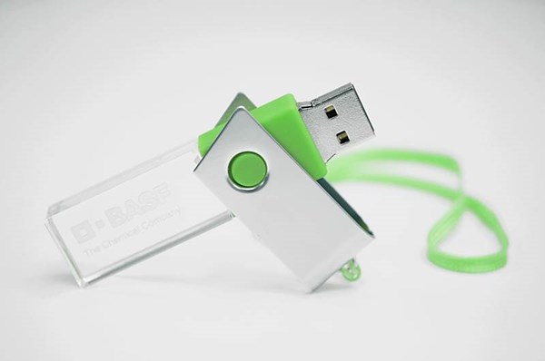 Obrázky: CRYSTAL ROTATE zelený USB flash disk 32GB s LED, Obrázok 2