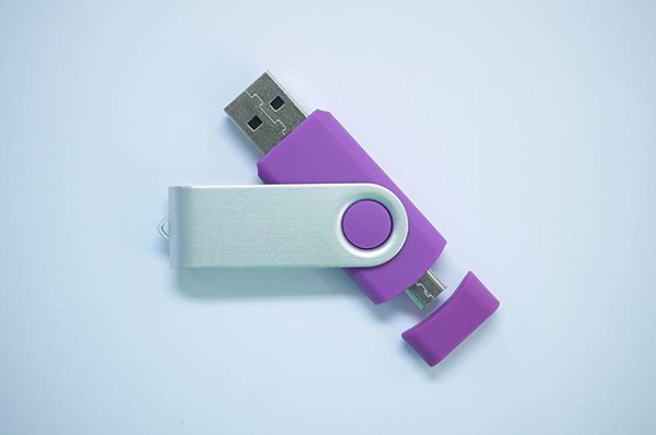 Obrázky: ROTATE OTG flash disk 64GB s mikro USB, fialový