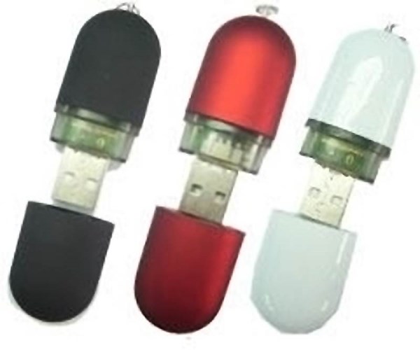 Obrázky: Biely USB flash disk v tvare kapsle, 64GB