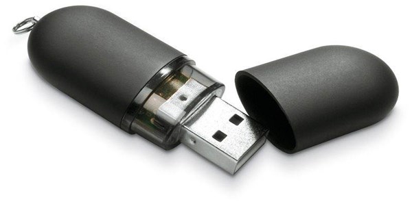 Obrázky: Infocap čierny oválny USB flash disk, pútko 64GB