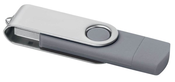 Obrázky: Šedý OTG Twister USB flash disk s USB-C, 64GB