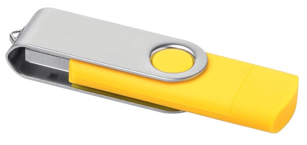 Obrázky: Žltý OTG Twister USB flash disk s USB-C, 16GB, Obrázok 3