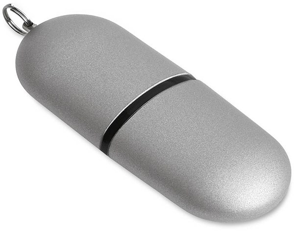 Obrázky: Infocap strieborný oválny USB disk s očkom,2GB, Obrázok 2