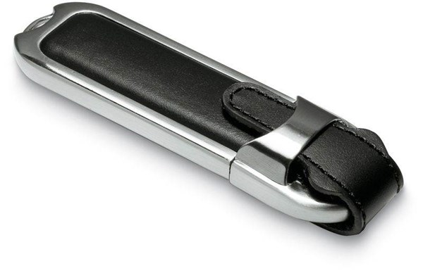 Obrázky: USB kľúč Datashield, kov.-kož. púzdro 16GB, čierna, Obrázok 2