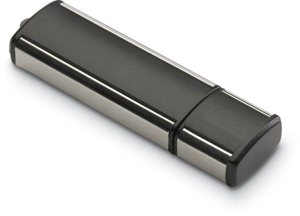 Obrázky: USB kľúč Lineaflash s uzáverom,16GB čierna-strieb., Obrázok 2