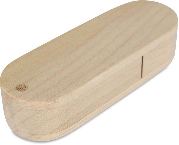 Obrázky: Oválny Woody USB disk 32GB, svetlé drevo, Obrázok 2