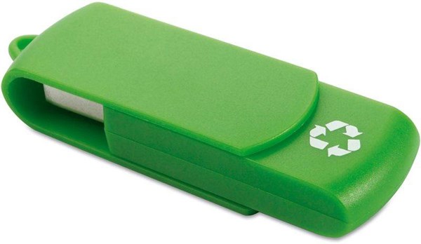 Obrázky: USB kľúč Recycloflash otočný 8 GB, zelená, Obrázok 2