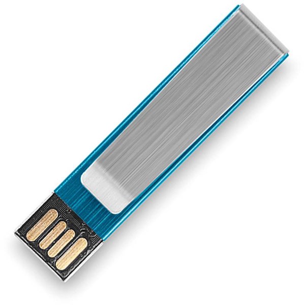 Obrázky: Modrý hliníkový flash disk 64GB s klipom