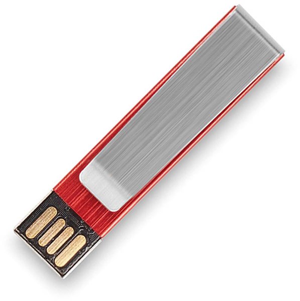 Obrázky: Červený hliníkový flash disk 64GB s klipom