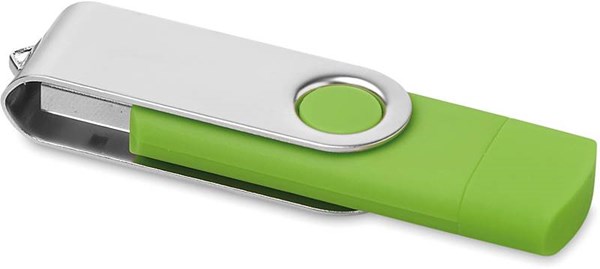 Obrázky: OTG Twister flash disk 32 GB s micro USB,limetkový, Obrázok 2