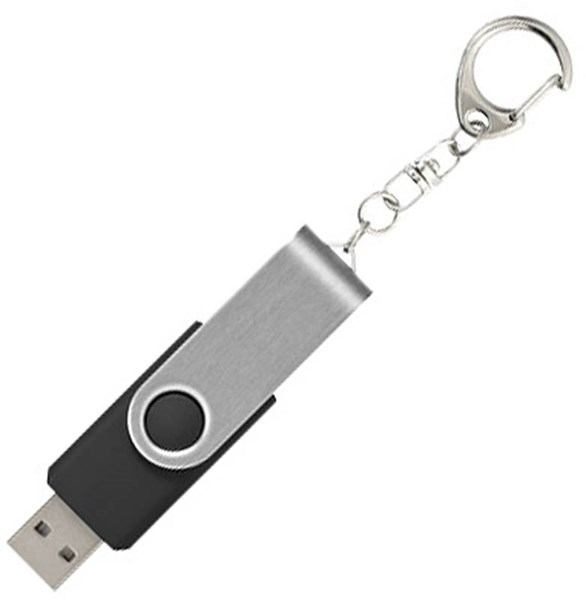 Obrázky: Twister strieb.-čierny USB flash disk,prívesok,1GB, Obrázok 2