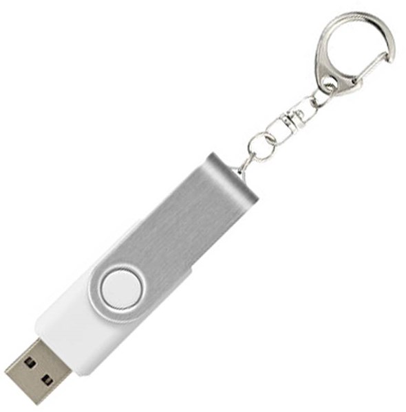 Obrázky: Twister strieb.-biely USB flash disk,prívesok,64GB