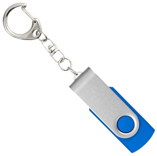 Obrázky: Twister strieb.-modrý USB flash disk,prívesok,64GB