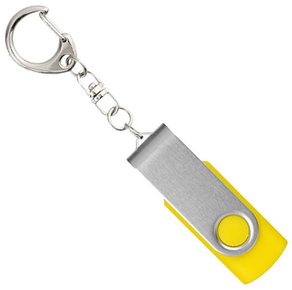 Obrázky: Twister strieb.-žltý USB flash disk,prívesok,64GB