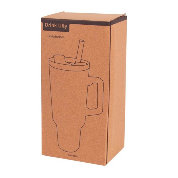Obrázky: Modrý dvojstenný termohrnček 900ml,slamka a ucho, Obrázok 9