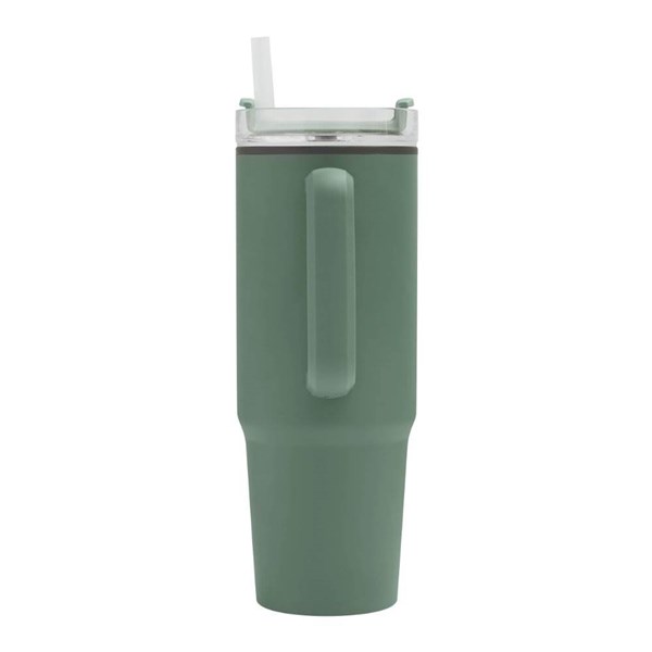 Obrázky: Zelený dvojstenný termohrnček 900ml,slamka a ucho, Obrázok 5